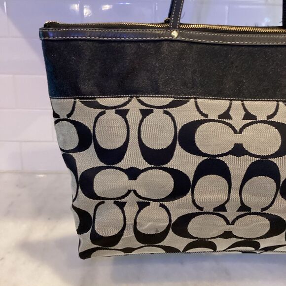 Coach Signature Jacquard Stripe Zip Top Tote Bag - Picture 4 of 14